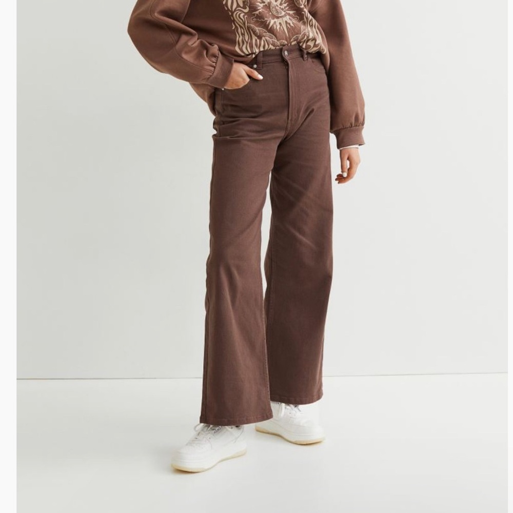 Brown Wide leg Twill pants